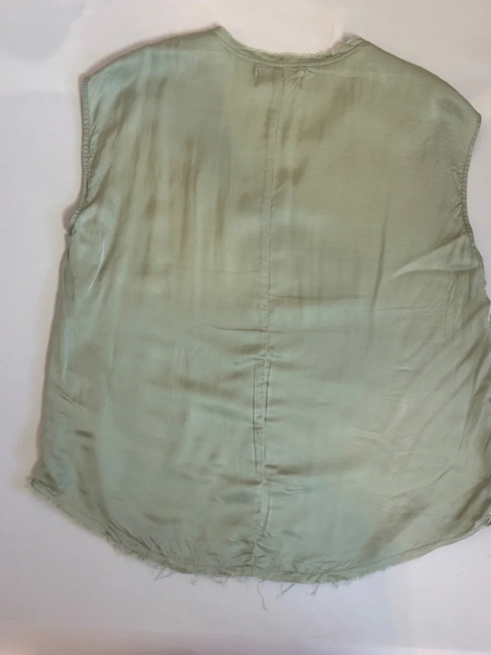 Boho Chic Dear John Denim Silky Frayed Trim Sleeveless Blouse Mint Green Med